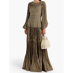 Jonathan Simkhai Malia Crepe-Paneled Plisse-Satin Maxi Dress